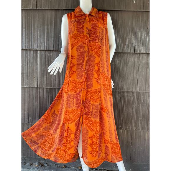 🔥Avenue 100% Rayon Bohemian Flowy Sleeveless Button Front Maxi Dress Plus 20 - Picture 1 of 12